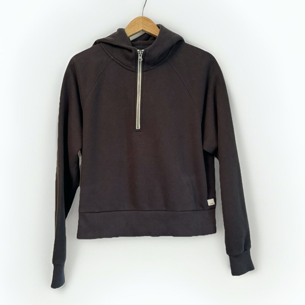 Vuori Restore Half Zip Hoodie Black Women’s Sz Large Organic Cotton Sustainable